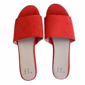 NWOT A New Day Orange-Red Flat Slide Sandals